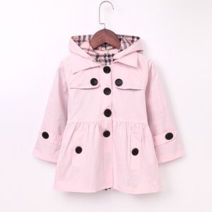 NEW Girls Light Pink Hooded Trench Coat